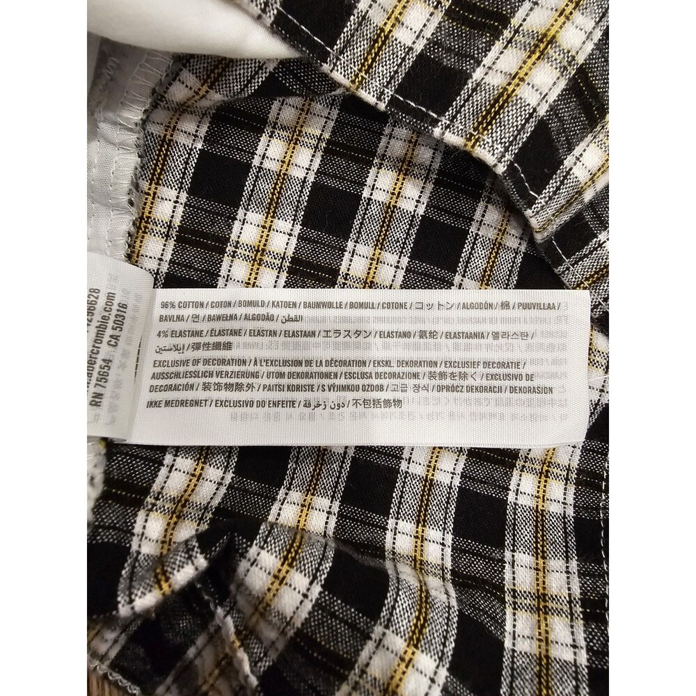 Hollister Black White Yellow Plaid Front Button Skirt W/Pockets Size Medium - Picture 6 of 6